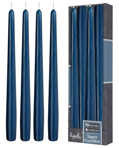 Hyoola Tall Taper Candles - 10 Inch Midnight Blue Unscented Dripless Taper Candles - 8 Hour Burn Time - 4 Pack - color: Midnight Blue, size: 10 Inch
