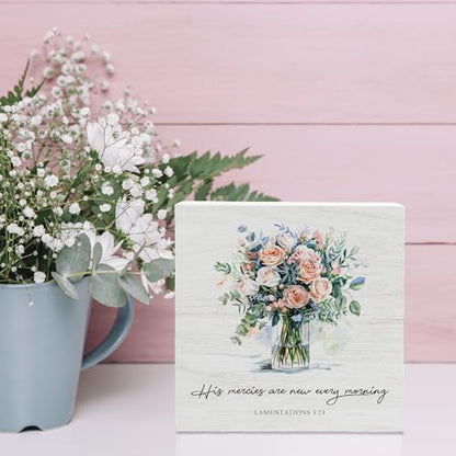 Lamentations 3:23 Bible Verse Sign, Christian Birthday Gifts for Women - color: White04