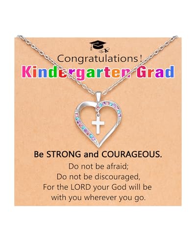 UPROMI Cross Necklace for Girls Back to School Baptism Graduation Gifts - style: Kindergarten Graduation