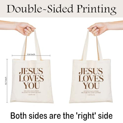 Christian Canvas Tote Bag for Women, Inspirational Faith Shoulder Bag - color: Jesus 03