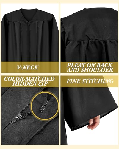 Toulite 6 Pcs Choir Robes for Church Adults - color: Black, size: Size 48