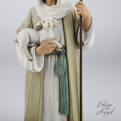 Good Shepherd Statue Jesus Holding Lamb 9.5inch Religious Modern Home Decor Figurine Indoor Tabletop Religious Gift - size: 9.5inch