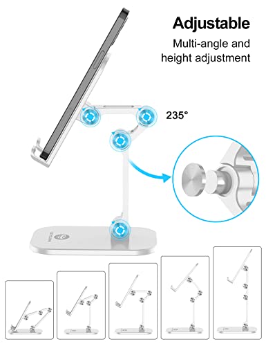 OCYCLONE Phone Stand for Desk, Foldable Cell Phone Stand Holder, White - color: White