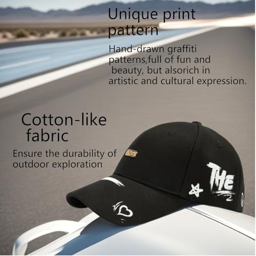 Baseball Cap for Women Men - Adjustable Size Hat - color: Black