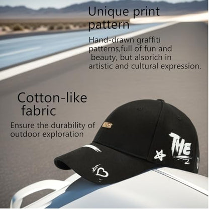 Baseball Cap for Women Men - Adjustable Size Hat - color: Black
