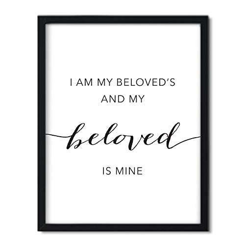 Andaz Press Unframed Black White Wall Art Decor Poster Print, Bible Verses, I am my beloved’s and my beloved is mine. Song of Solomon 8:3, 1-Pack, Engagement Wedding Gifts - color: Solomon 8:3