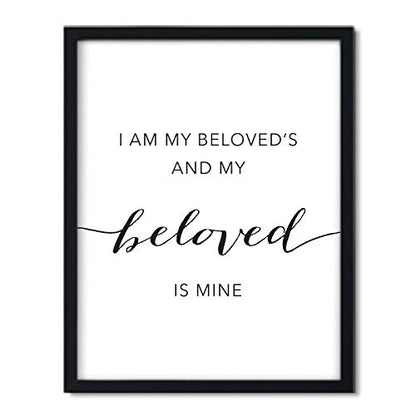 Andaz Press Unframed Black White Wall Art Decor Poster Print, Bible Verses, I am my beloved’s and my beloved is mine. Song of Solomon 8:3, 1-Pack, Engagement Wedding Gifts - color: Solomon 8:3