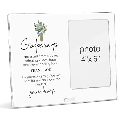 Godparents Gifts Picture Frame, Godparent Gift From Godchild, Christian Godfathers Godmothers Gifts Godparents Thank You Acrylic Photo Frames, Photo 4 x 6 Inches - color: Godparents- A