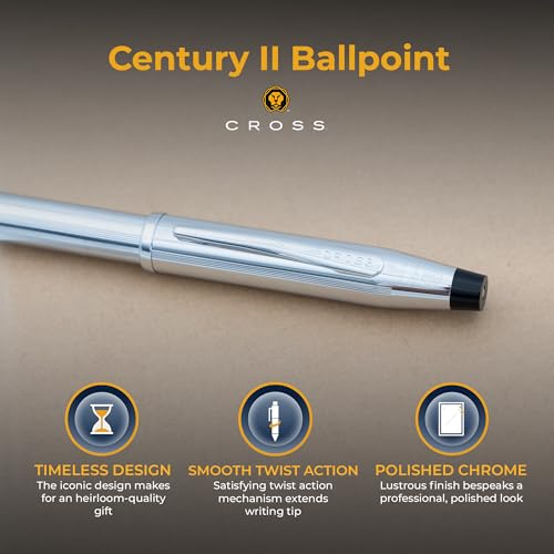Cross Century II Personalized Twist Action Ballpoint Pen in Chrome Finish - color: Chrome