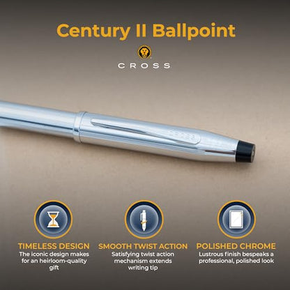 Cross Century II Personalized Twist Action Ballpoint Pen in Chrome Finish - color: Chrome