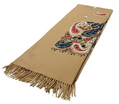 Urban CoCo Embroidered Scarf for Women, Tassel Shawl, Soft Lightweight Wrap - color: # 5-camel