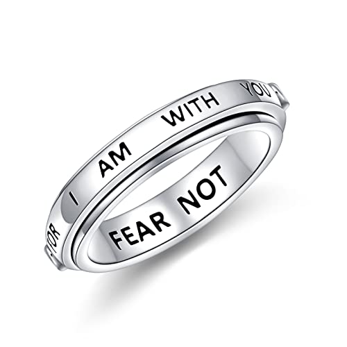 Alphm Spinner Ring S925 Sterling Silver Fidget Anxiety Worry Inspirational Band Fidget Relieving Boredom ADHD Autism Rings for Men Women Teens - size: 6