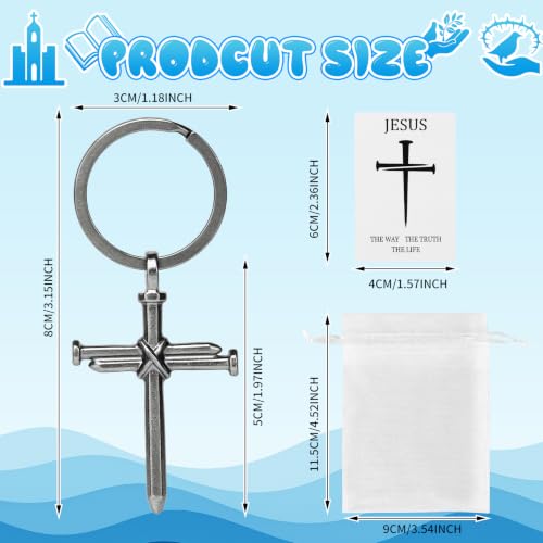 Christian 3 Nail Cross Keychain Gift Card Bag Bulk