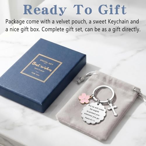 Christian Gifts for Women Girl, Baptism Confirmation Gifts for Teen Girl, Bible Verse Keychain for Birthday Christmas - color: Silver - Psalm 91:11