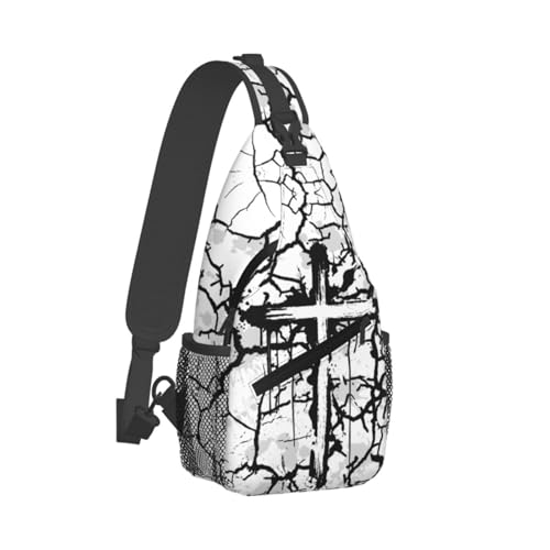 Jesus Christian Cross Sling Backpack Shoulder Chest Bag For Men Women Hiking Travel Crossbody Daypack - color: Jesus Christian Cross-0005