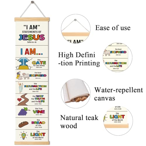 Christian Wall Poster, I am statements of Jesus Poster, Door Hanging Decors, Bible Verse Lesson Tool, Bible Verse Home Decor, Living Room Decor, Family Hanging of Scripture and Words Decorations 05 - color: Style 5