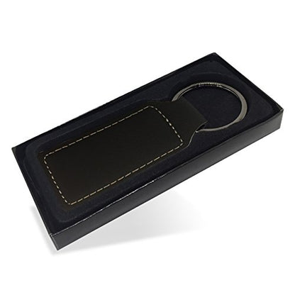 LaserGram Rectangle Keychain, Bible Verse John 3-16, Personalized Engraving Included - color: Black With Gold