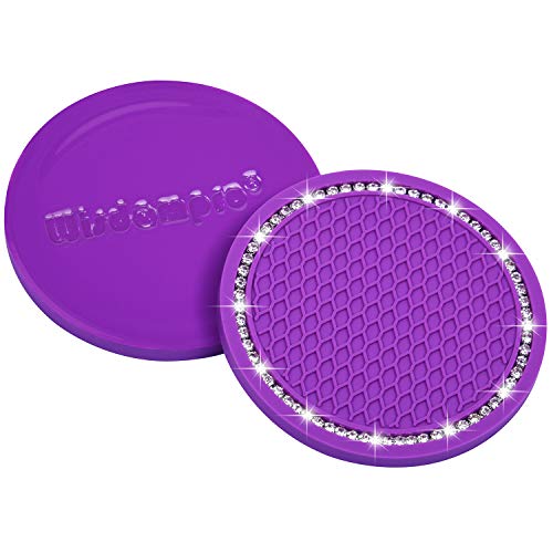 Wisdompro Bling Car Coasters, 2 Pack 2.75" Diameter Car Cup Coaster, Purple - color: Purple