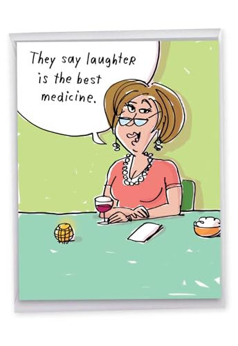 NobleWorks Jumbo Funny Get Well Soon Card Cartoon Humor Feel Better J9679 - style: Best Medicine