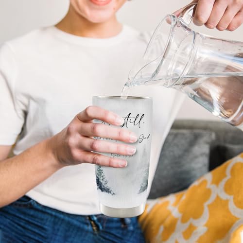 Be Still And Konw that I Am God Christian Water Stainless Steel Tumbler With Lid and Straw Travel Coffee Mug 20oz，Travel Coffee Mug Tumbler Faith Gifts For Women Faith Christian - color: be stillA