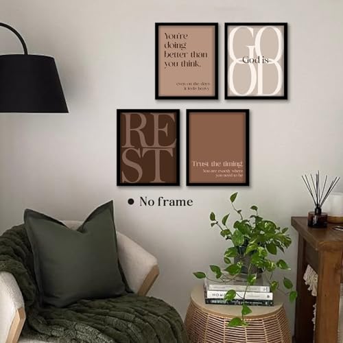 WEFKODO Bible Verse Christian Wall Art God Is Good Posters Prints Brown - color: god good