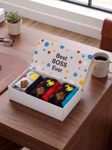3 Pairs Pastor/ MA/ Boss Socks with Sayings, Gift with Box for Men Women - style: Boss