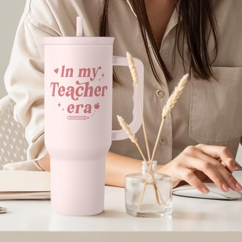 SANDJEST Teacher Gift – Stainless Steel Insulated Tumbler with Handle - Cool Teacher Club Travel Coffee Mug Cup for Women Back to School Birthday Christmas Teacher's Appreciation, 40oz - color: Teacher 4