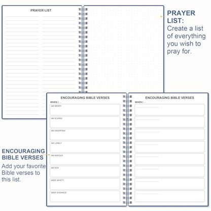 Heveboik Bible Study Journal/Notebook – Church Notes Notebook – Note Taking & Journaling Kit, 5.8" x 8.5", Blue - color: Blue