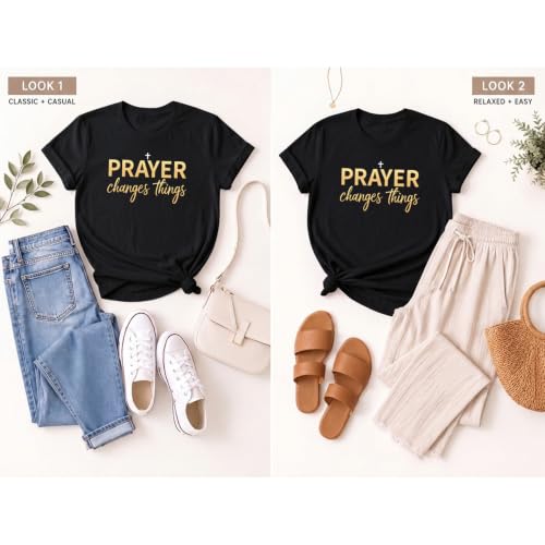 BeWithYou Christian Shirts for Women Religious Faith Jesus God Tshirts Inspirational Bible Verse Cross Graphic Tee Casual Top - color: Black, size: Large