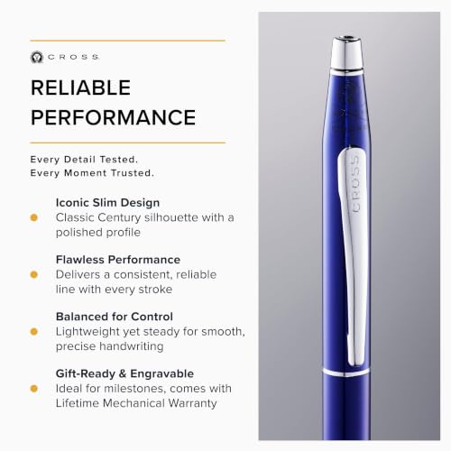Cross Classic Century Translucent Blue Lacquer Ballpoint Pen, Black Ink - color: Translucent Blue