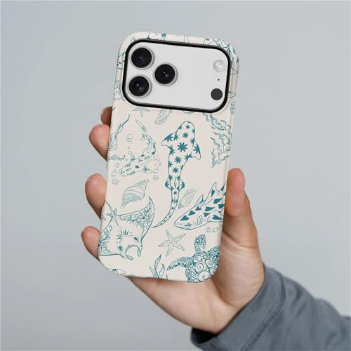 Case for iPhone 17 Pro/18 Pro,Drop Protection Hybrid 2-Layer Hard Phone Cover-Ocean Animal Whale Shark-Blue - color: Ocean Animal Whale Shark-Blue, size: iPhone 17 Pro/18 Pro