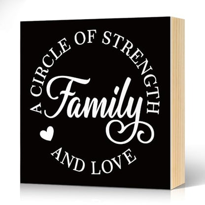 A Circle of Strength And Love Wooden Box Sign 5.9 * 5.9 - color: black002