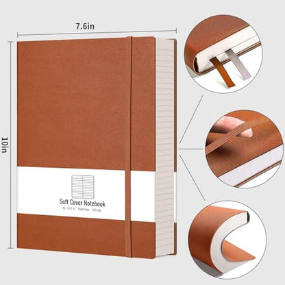 AHGXG Lined Journal Notebook, 320 Numbered Pages, B5 (7.6'' X 10'') - color: Brown, size: B5