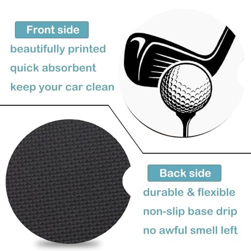 2 Pack Golf Car Cup Holder Coasters Universal Neoprene Coasters - color: Golf