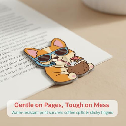 Corgi Peeking Magnetic Bookmarks Set of 8, Cute Dog Bookmark Clips with Funny Costume Designs, Magnetic Book Marks for Books, Planner & Journals, Gifts for Dog Lovers Women, Corgi Gifts - style: Corgi Peeking Magnetic Bookmarks
