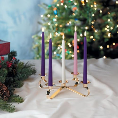 Stmarry Flameless Advent Candles, Set of 5 - Flickering LED Flame, 11 Inch Taper Candlesticks, Remote Controlled - 3 Purple, 1 Pink, 1 White for Christmas Wreath - color: Purple, Pink and White