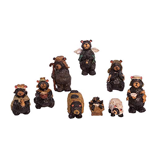 Kurt Adler Resin Nativity Bear, 4-Inch, Set of 9