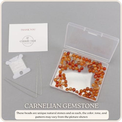 Cherry Tree Collection 100PCS 6mm Carnelian Round Bead Craft Kit - color: carnelian, size: 6mm
