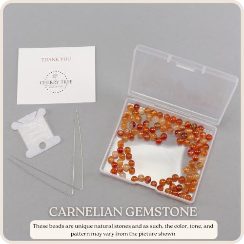 Cherry Tree Collection 100PCS 6mm Carnelian Round Bead Craft Kit - color: carnelian, size: 6mm