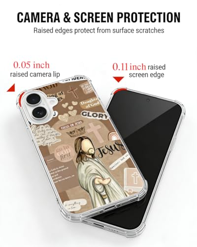 Brown Christian Phone Case Compatible with iPhone 17, God Jesus Aesthetic Phone Cover for iPhone 17 - color: Brown Christian