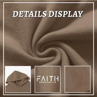 Christian Hoodies for Men Faith Cross Graphic Hoodie Jesus Fleece Sweatshirts Bible Verse Religious Pullover Tops - color: Coffee, size: XX-Large