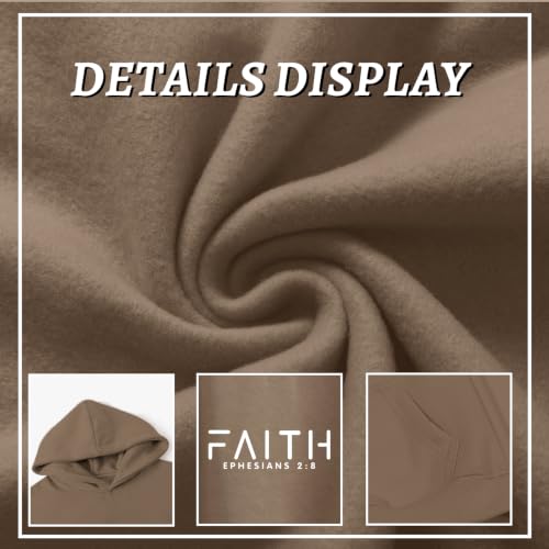 Christian Hoodies for Men Faith Cross Graphic Hoodie Jesus Fleece Sweatshirts Bible Verse Religious Pullover Tops - color: Coffee, size: X-Large