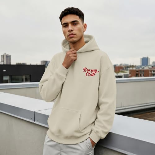 Boxing Hoodies for Men Boxing Club Streetwear Hoodie Athletic Gym Workout Sweatshirt Vintage Graphic Pullover - color: Apricot, size: XX-Large