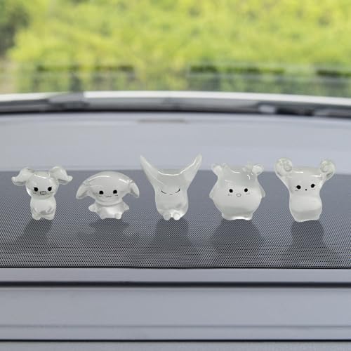 Craedli 5PCS Luminous Pixie Car Rearview Mirror Accessories, Cute Funny Anime Elves Car Dashboard Ornament Vehicle Interior Decoration, Glow in The Dark Desk Ornament for Home Garden Office(Style2) - size: Style2