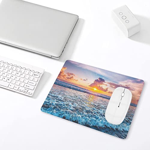 Sunset Ocean Wave Mouse Pad, Square Mousepad,Waterproof Mouse Mat Non-Slip Rubber Base MousePads for Office Home Laptop Travel, 9.5"x7.9"x0.12" Inch - color: S1004