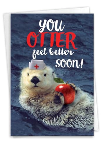 NobleWorks - Funny Get Well Greeting Card - Hilarious Feel Better Notecard with Envelope - Otterly Awesome C6574DGWG - style: Otterly Awesome