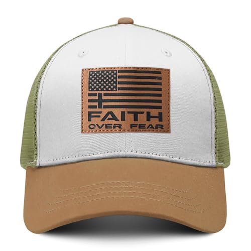 Christian Hats for Men Women, Faith Over Fear Hat - color: Orange Green