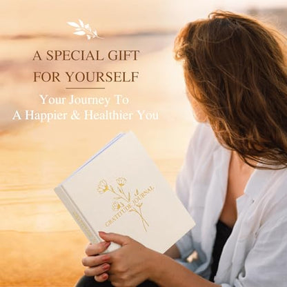 Lanpn Daily Gratitude Journal for Woman Men, 4 Month Mindfulness & Affirmation Planner, 7.8"x9.2" The 5 Minute Grateful Diary, Guided Reflection with Positivity Prompts Undated Notebook, Beige - color: Beige