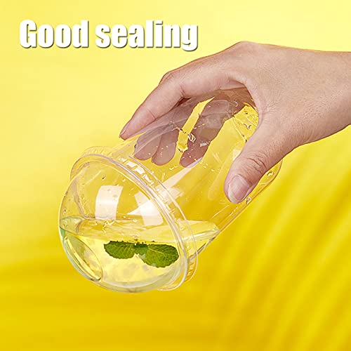 12oz Disposable Clear Plastic Cups with Lids ,25 Pack Dessert for Parfait Ice Cream Fruit Iced Cold Drinks Wedding Thanksgiving Halloween Christmas Party (No Hole), 50 Count (Pack of 1)