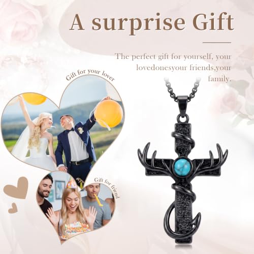 14K Gold Plated Cross Pendant Necklace Christian Jewelry Religious Gift - color: D01-Anlter Cross Black